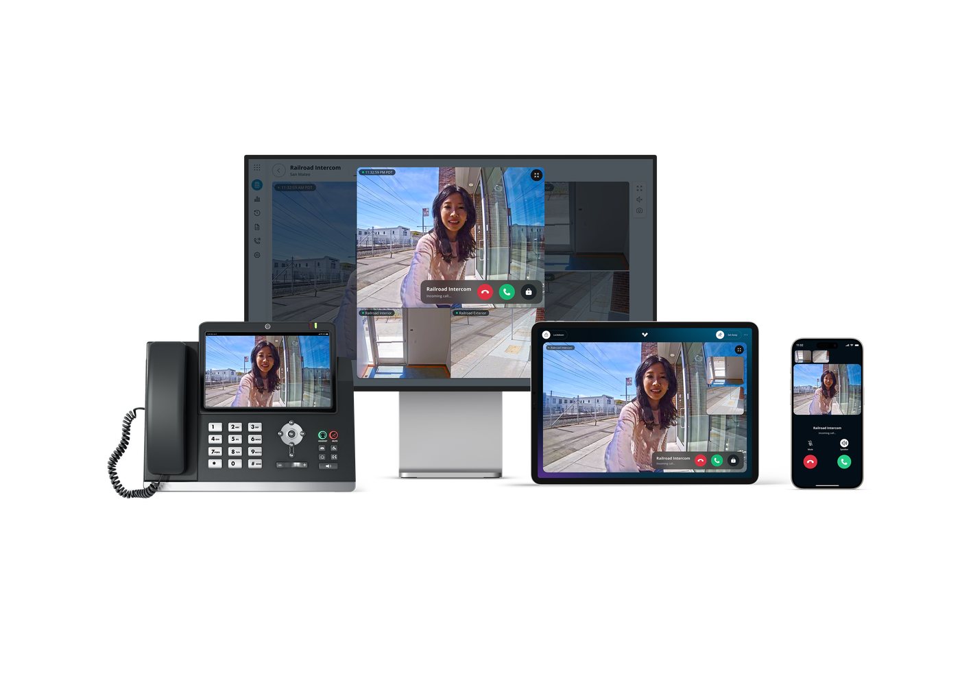 Verkada intercom receiver types — desk phone, mobile and web
